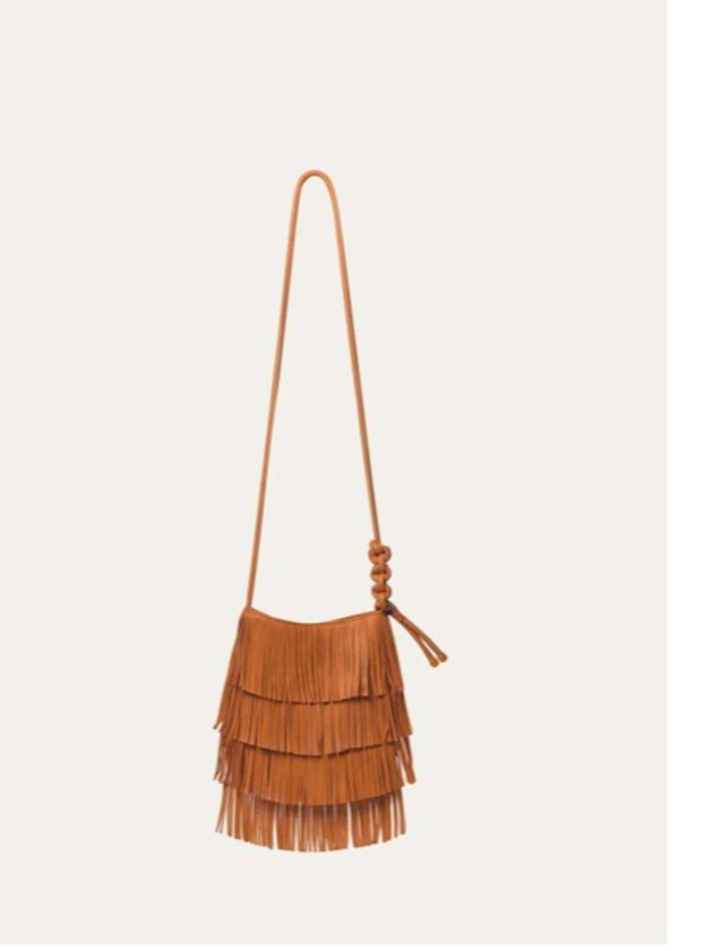 CALLISTA Fringe Suede Crossbody Bag Cognac Leather Rare Bergdorf Goodman
